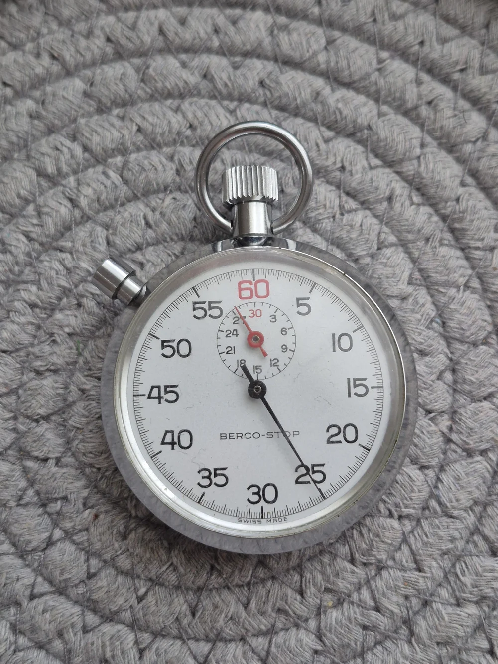Men's Vintage 1950s-70s Silver Stopwatch - Precision Timing {Works Well}